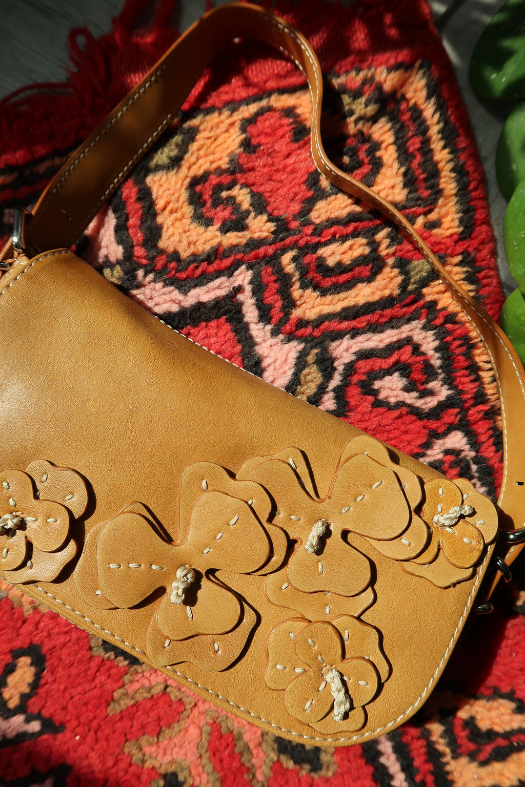 Vintage Nine West Faux Leather Flower Shoulder Bag