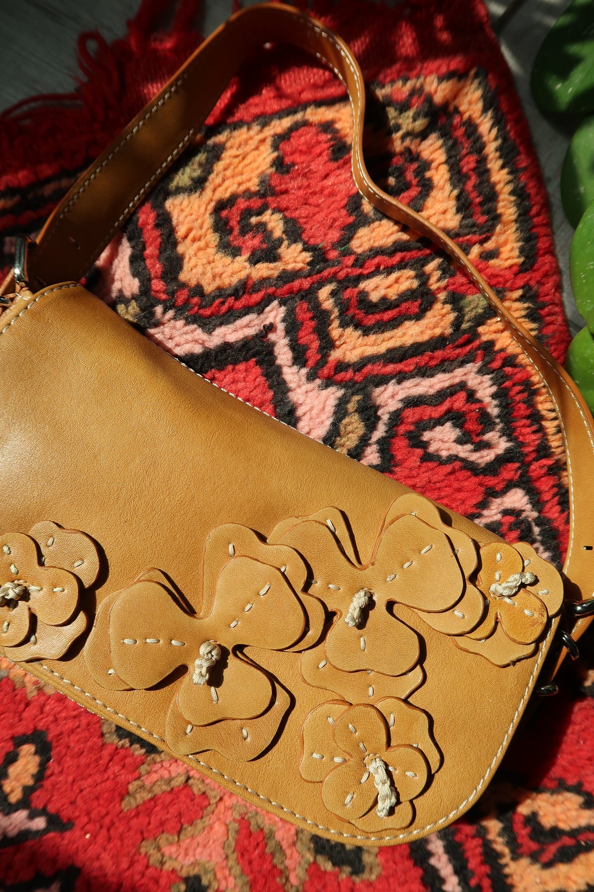 Vintage Nine West Faux Leather Flower Shoulder Bag