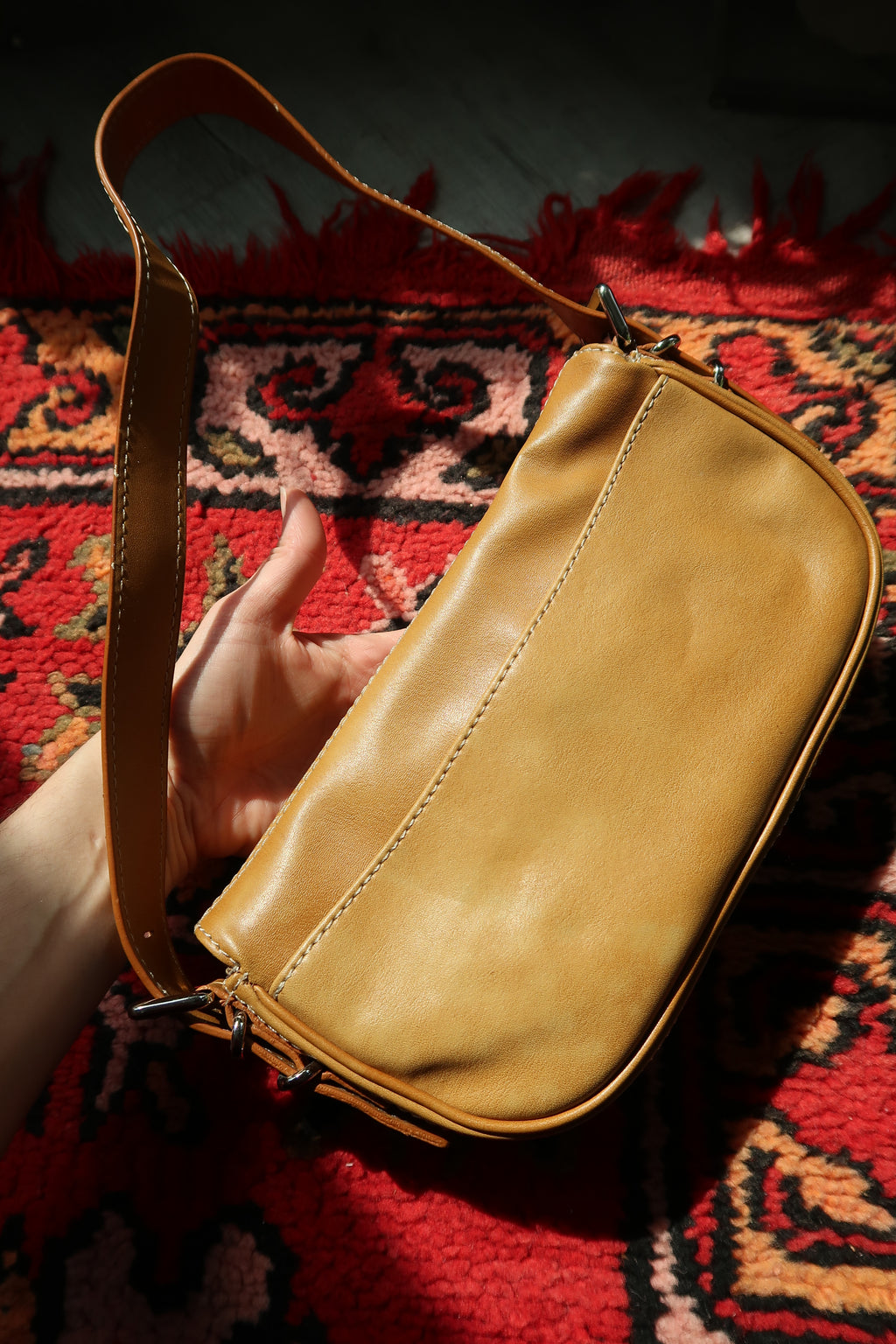 Vintage Nine West Faux Leather Flower Shoulder Bag