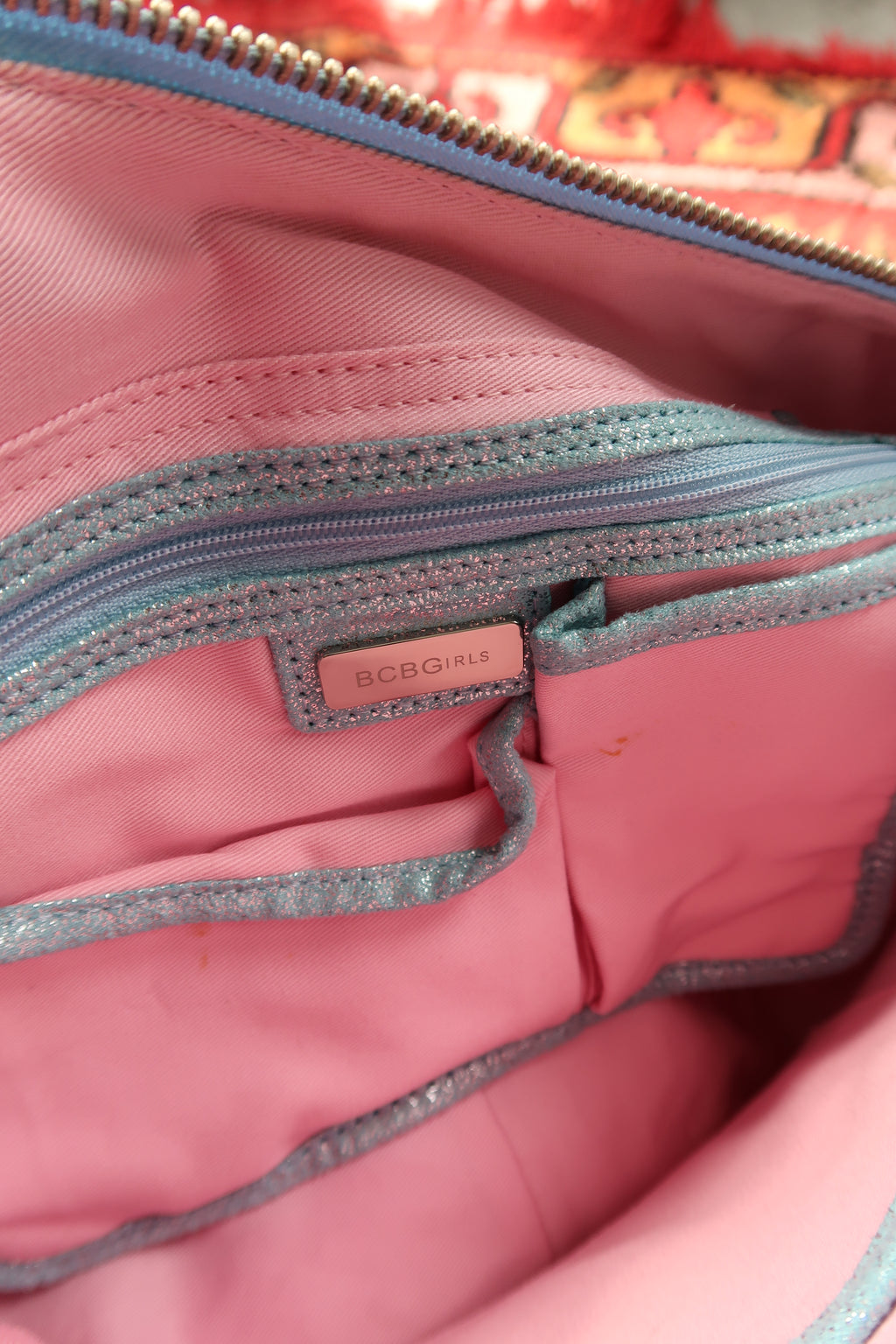 NWT Vintage 2000s BCBG Girls Aqua Blue Metallic Shoulder Bag