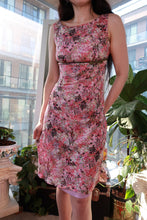 Load image into Gallery viewer, Vintage Pink Abstract Floral Sheath Dress with Waist Belt Detail - Elektra Vintage
