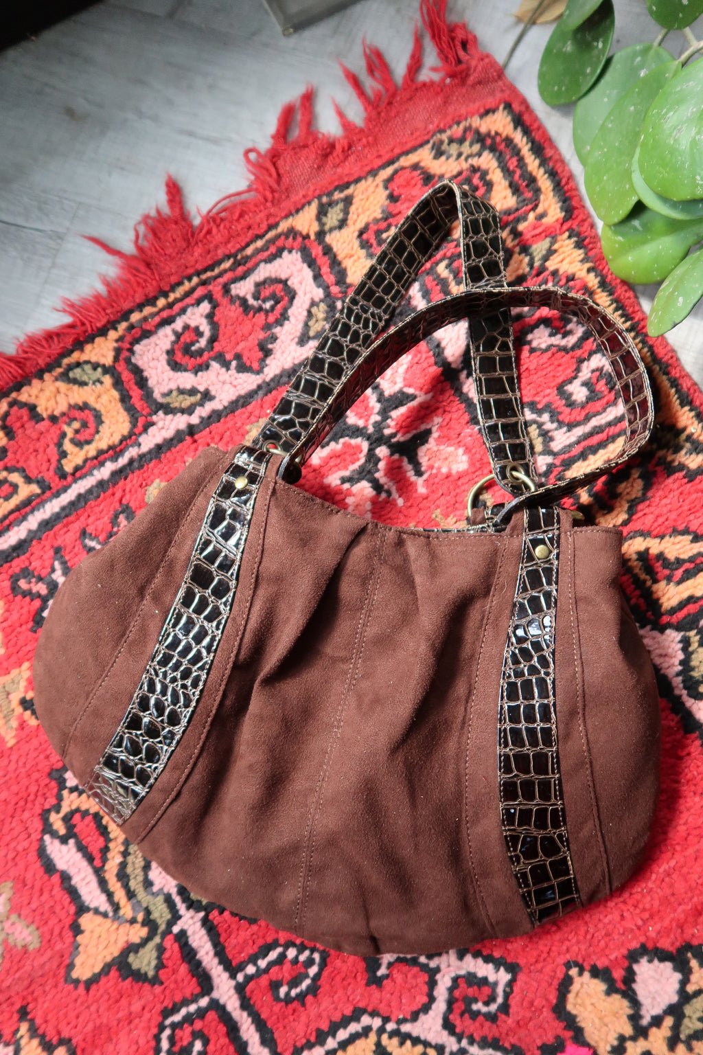 Vintage 2000s Faux Suede Hobo Slouchy Bag