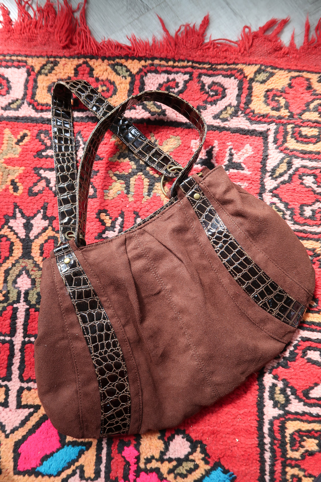 Vintage 2000s Faux Suede Hobo Slouchy Bag