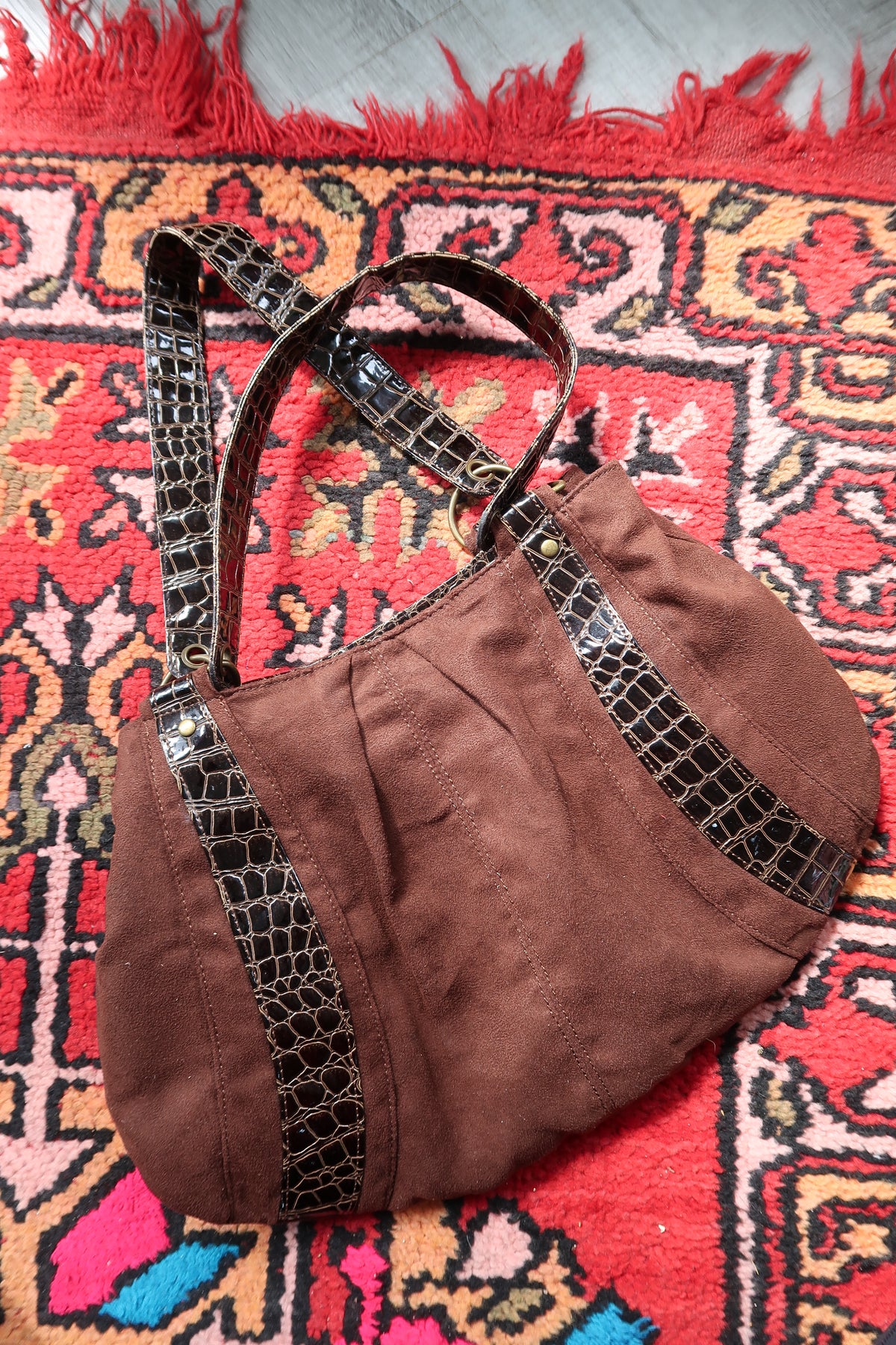 Vintage 2000s Faux Suede Hobo Slouchy Bag