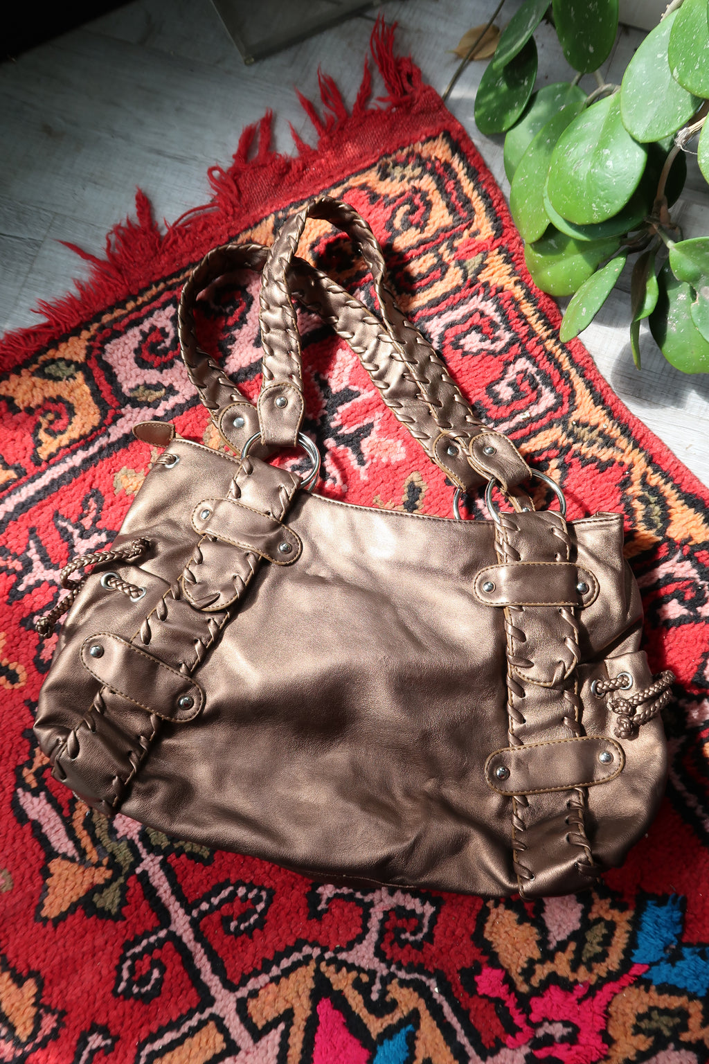 Vintage 2000s Bronze Metallic Hobo City Bag