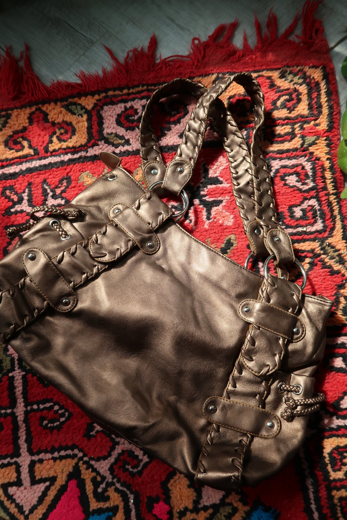 Vintage 2000s Bronze Metallic Hobo City Bag