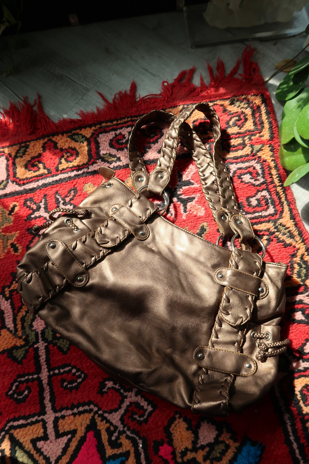 Vintage 2000s Bronze Metallic Hobo City Bag