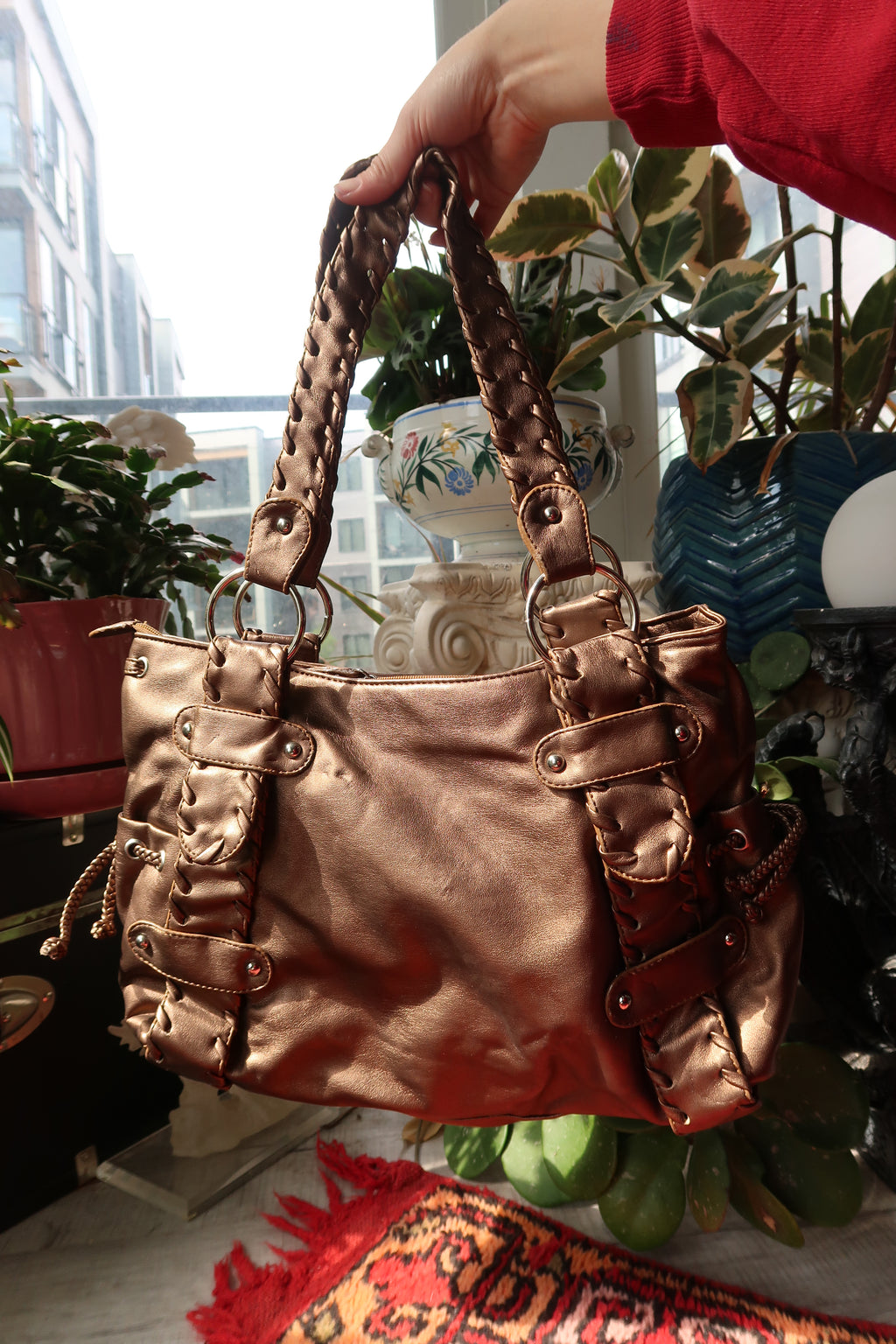 Vintage 2000s Bronze Metallic Hobo City Bag