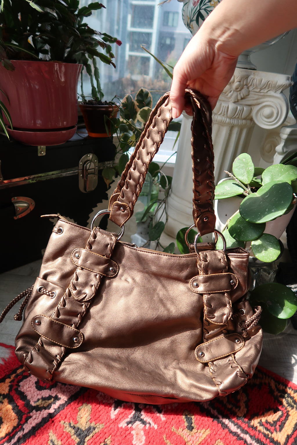 Vintage 2000s Bronze Metallic Hobo City Bag