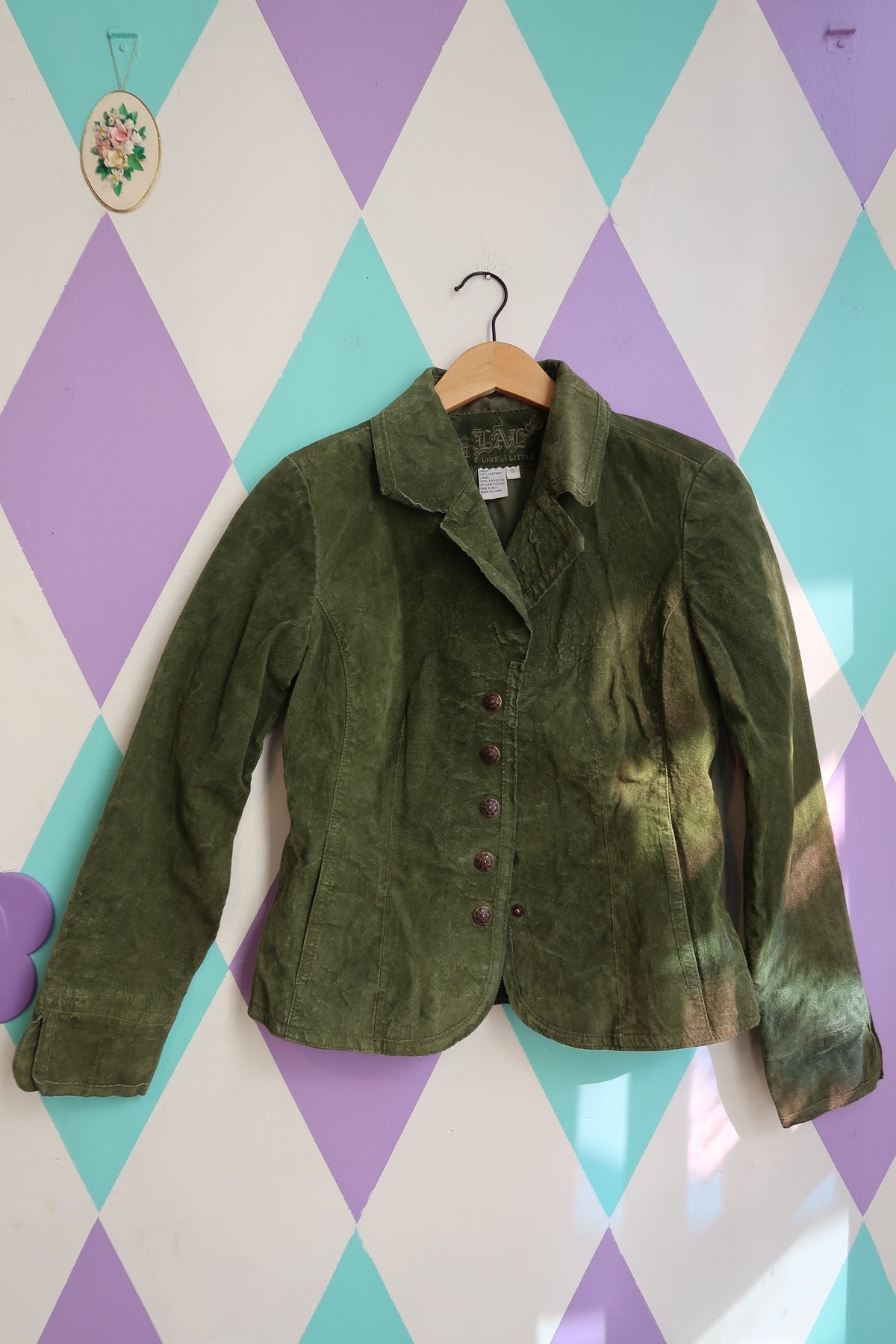 Vintage 2000s Olive Green Suede Jacket - Elektra Vintage