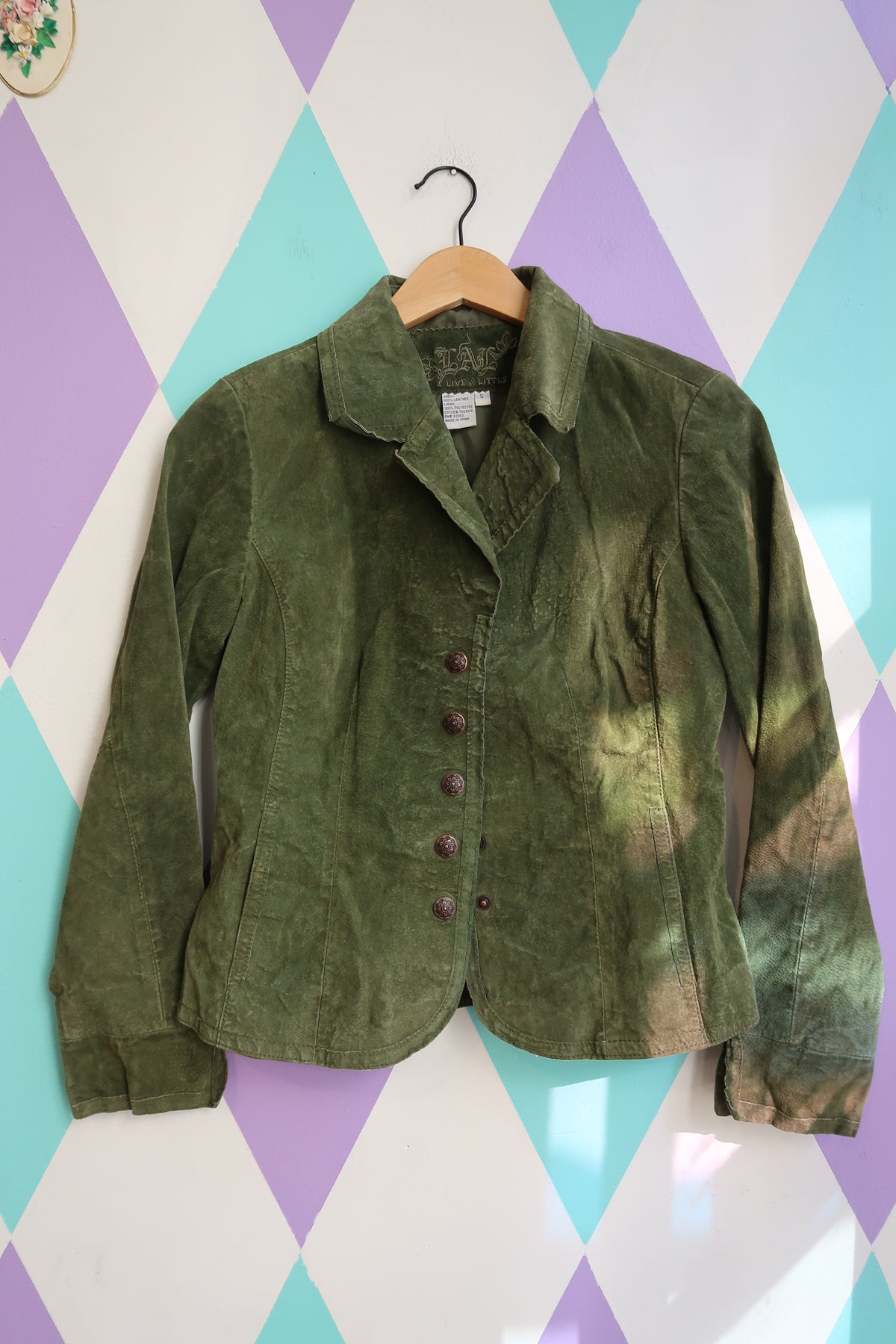 Vintage 2000s Olive Green Suede Jacket - Elektra Vintage