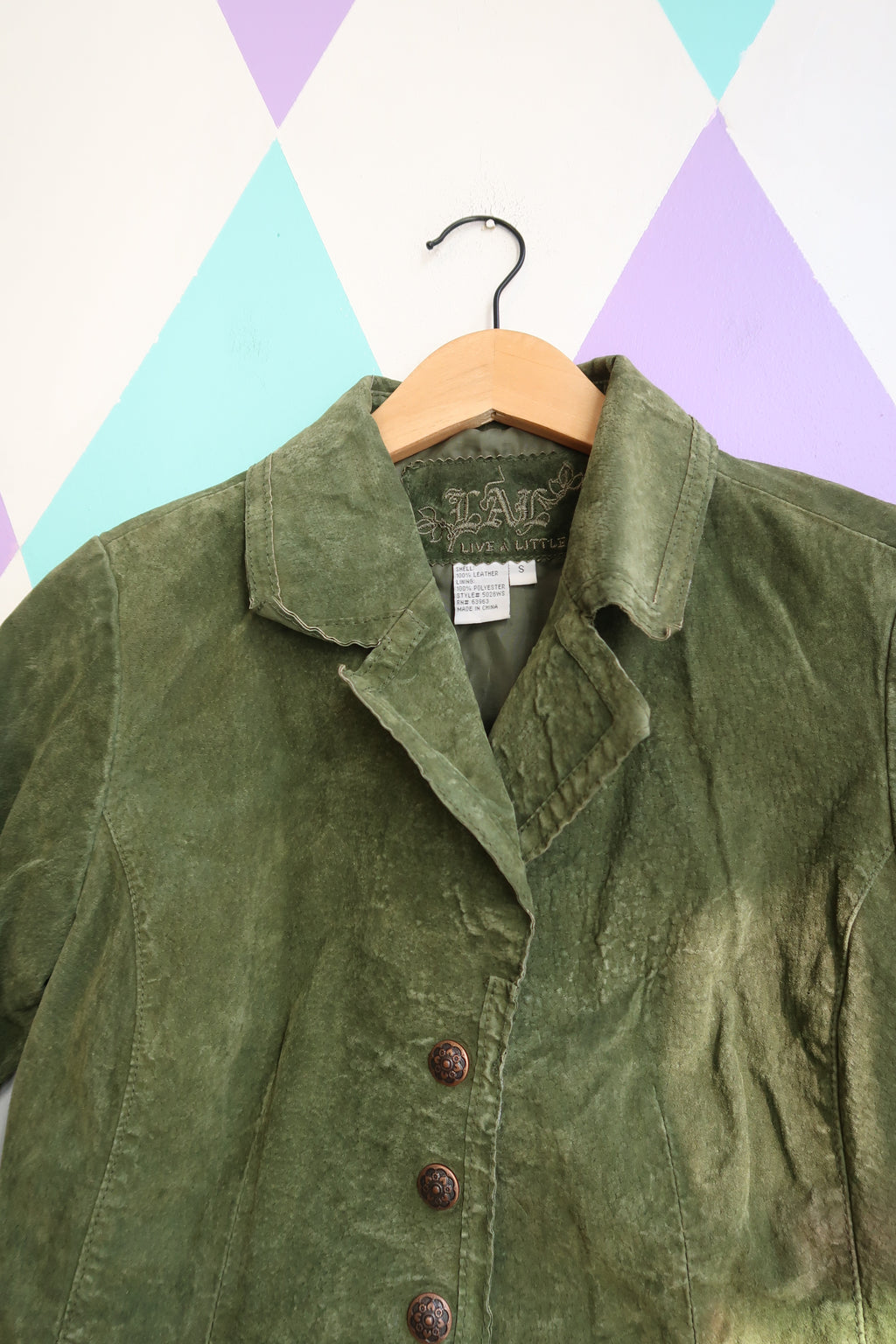 Vintage 2000s Olive Green Suede Jacket - Elektra Vintage