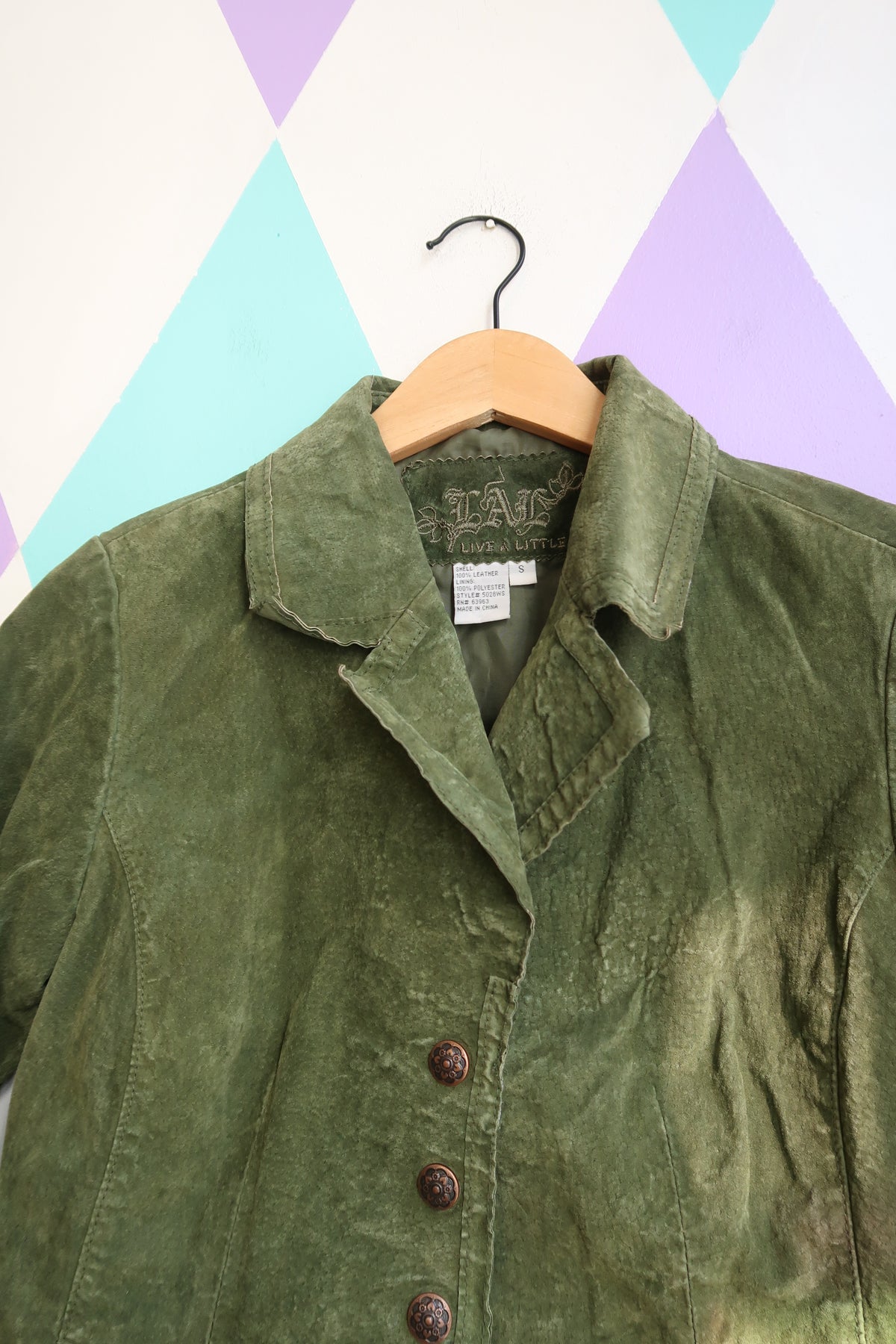 Vintage 2000s Olive Green Suede Jacket - Elektra Vintage