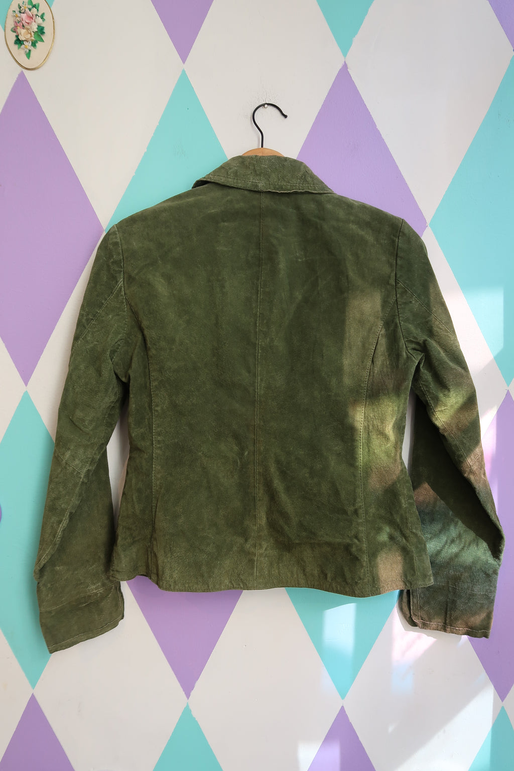 Vintage 2000s Olive Green Suede Jacket - Elektra Vintage