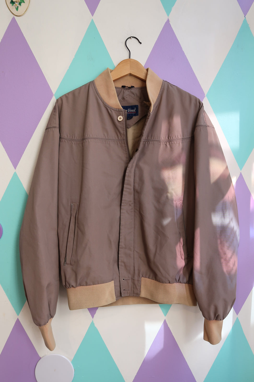 Vintage 90s Taupe Bomber Jacket