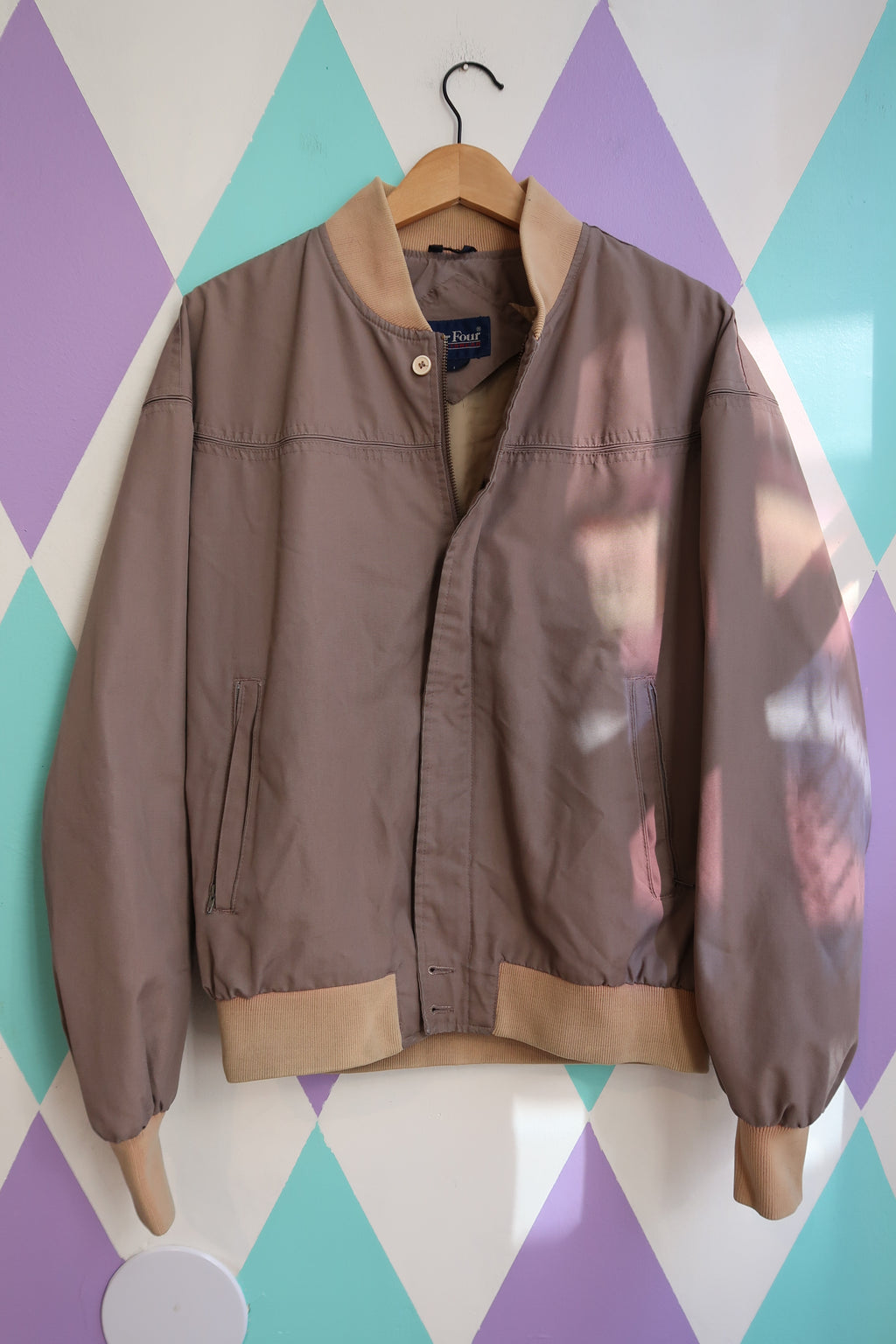 Vintage 90s Taupe Bomber Jacket