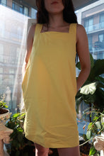 Load image into Gallery viewer, Yellow vintage mini shift dress with square neck, sleeveless design, inspired by 90s Y2K fashion, by Elektra Vintage.
