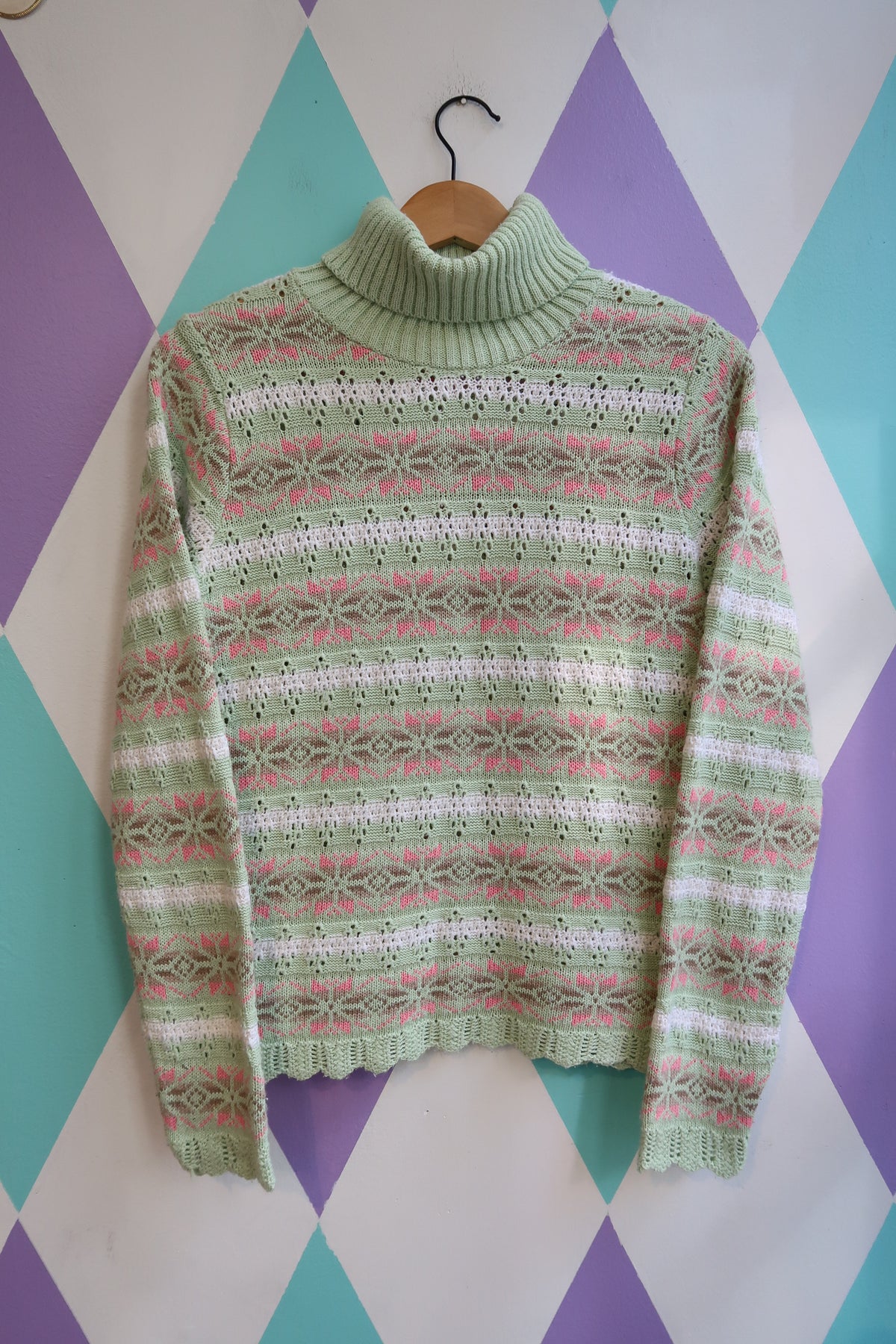 Vintage Fashion Bug Fair Isle Turtleneck Sweater