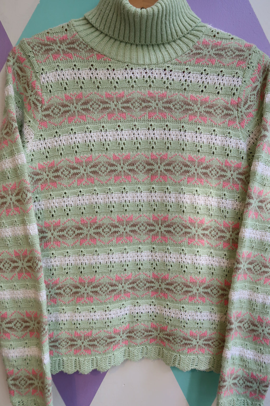 Vintage Fashion Bug Fair Isle Turtleneck Sweater