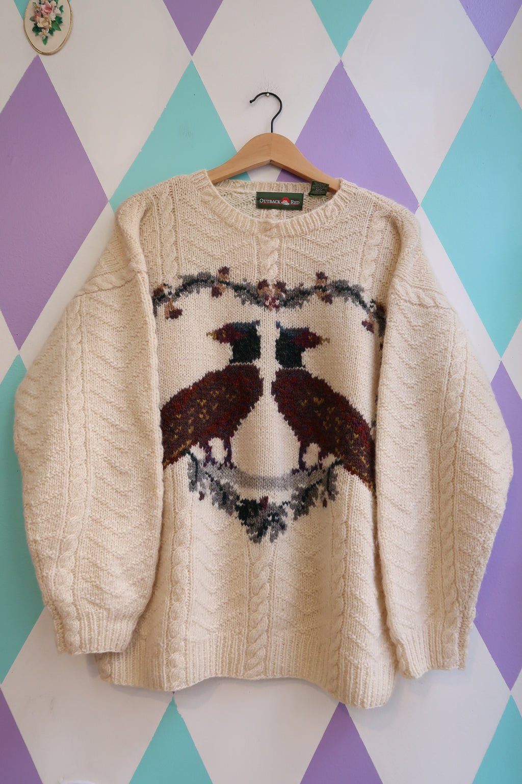 Vintage 100% Wool Pheasant Sweater