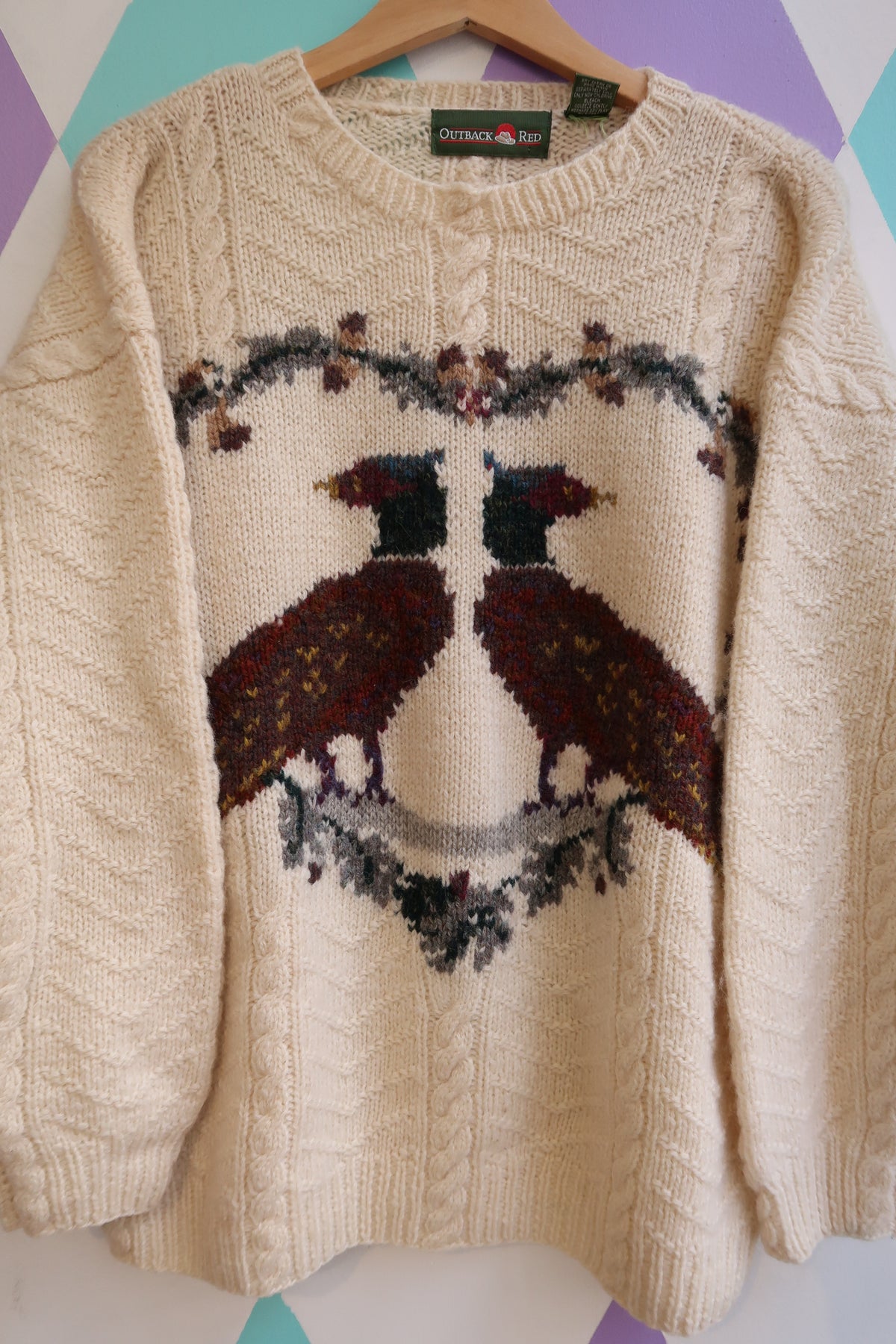 Vintage 100% Wool Pheasant Sweater