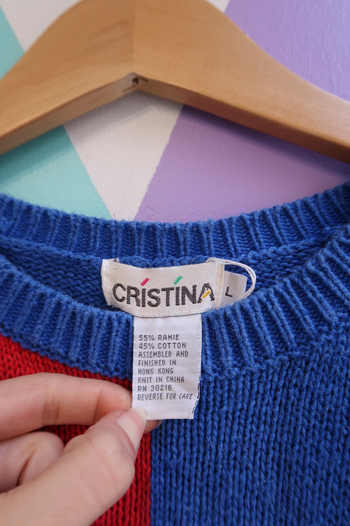 Vintage 80s Geometric Colorblock Sweater - Elektra Vintage