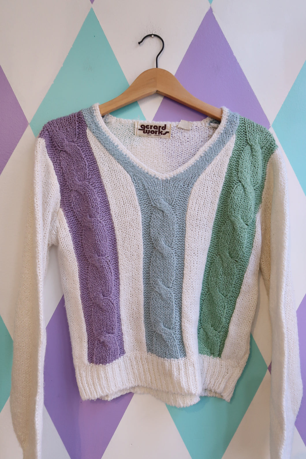 Vintage 70s Cropped Cable Knit Sweater