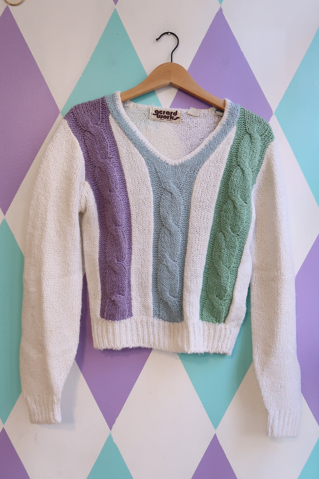 Vintage 70s Cropped Cable Knit Sweater
