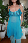 Vintage Y2K Victoria's Secret Turquoise Sequin Babydoll