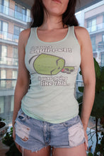 Load image into Gallery viewer, Vintage 2000s Elektra Vintage women's mint ribbed tank top with "I Saw a Squirrel" graphic, Y2K baby tee style.
