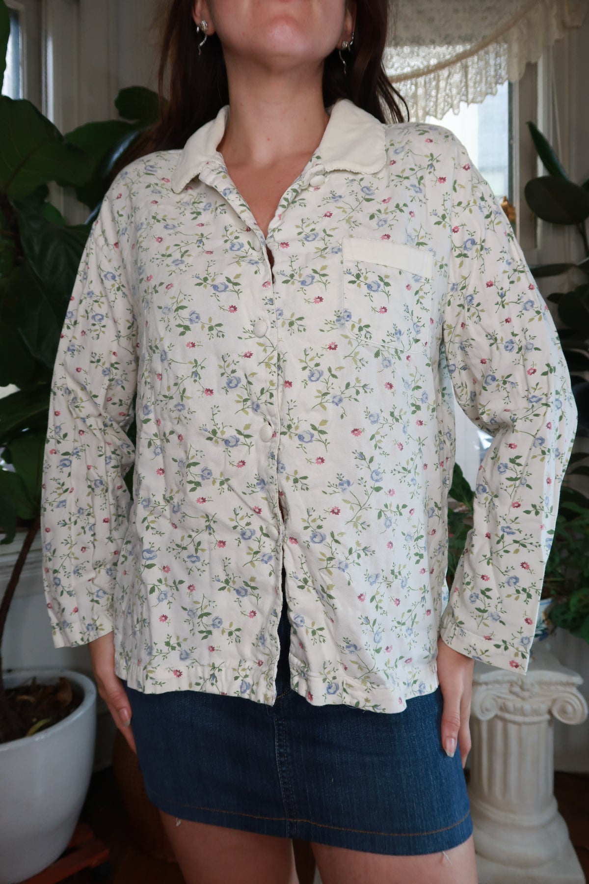 Vintage Victoria's Secret Country Floral Button-Up Pajama Top