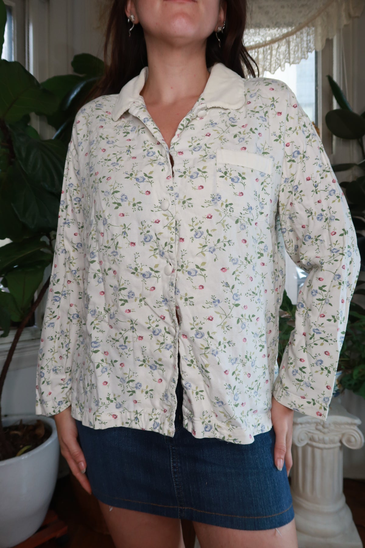 Vintage Victoria's Secret Country Floral Button-Up Pajama Top
