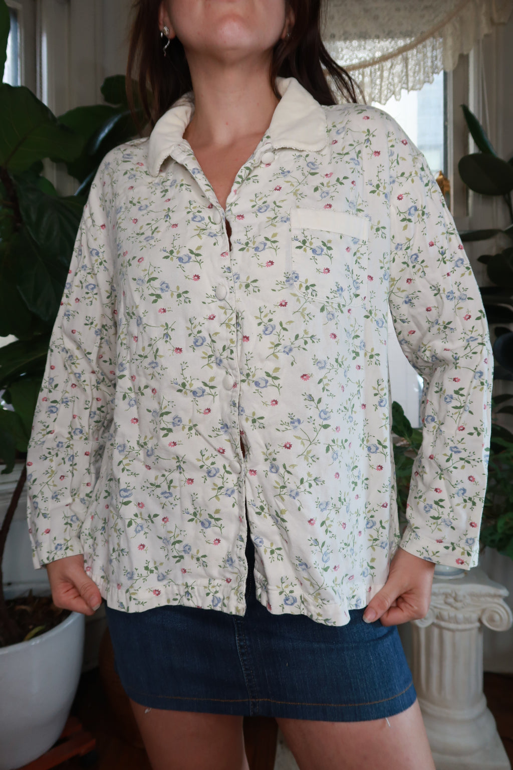 Vintage Victoria's Secret Country Floral Button-Up Pajama Top
