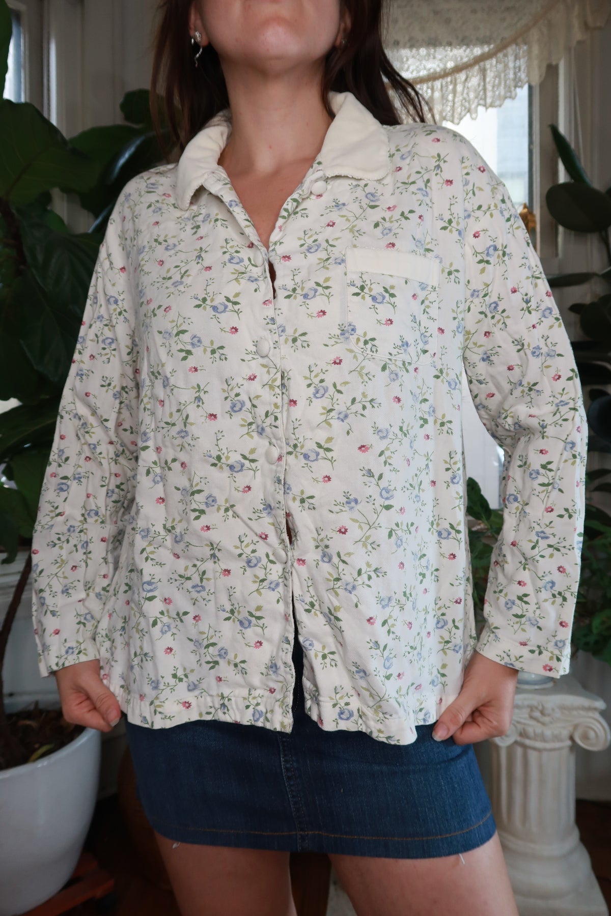 Vintage Victoria's Secret Country Floral Button-Up Pajama Top