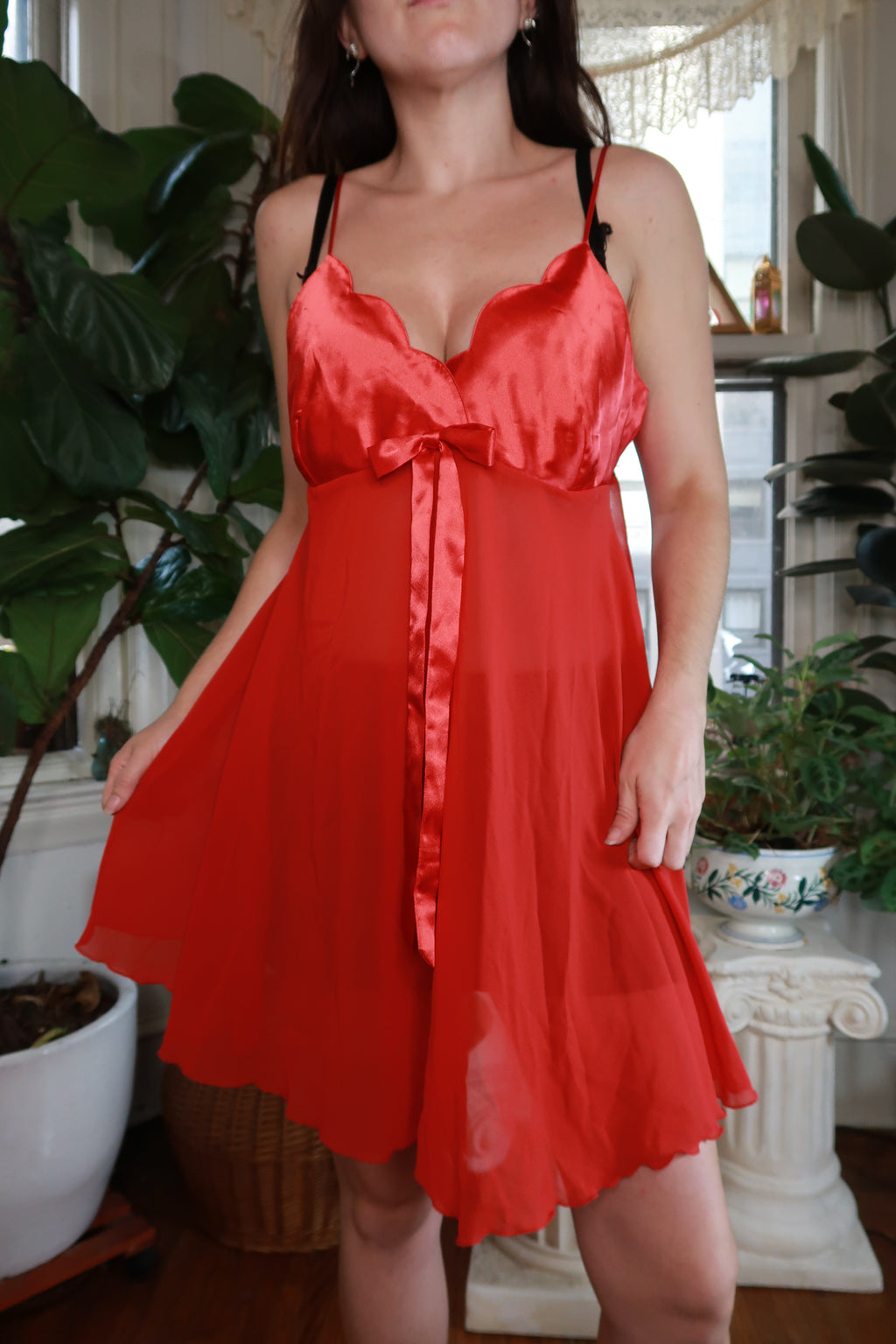 Vintage Y2K Victoria's Secret Red Satin Babydoll