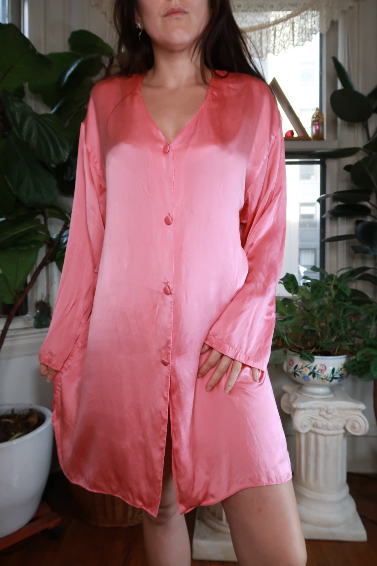 Vintage Gold Label Victoria's Secret Pink Silk Satin Nightshirt