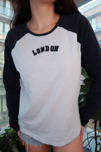 Load image into Gallery viewer, Vintage 2000s GAP London raglan long sleeve women's top with classic Y2K graphic design, styled by Elektra Vintage.
