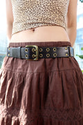 Vintage Brown Leather Grommet Belt