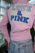 Load image into Gallery viewer, Vintage Victoria’s Secret PINK zip hoodie with lilac color and pink graphic print, women's sweatshirt by Elektra Vintage.
