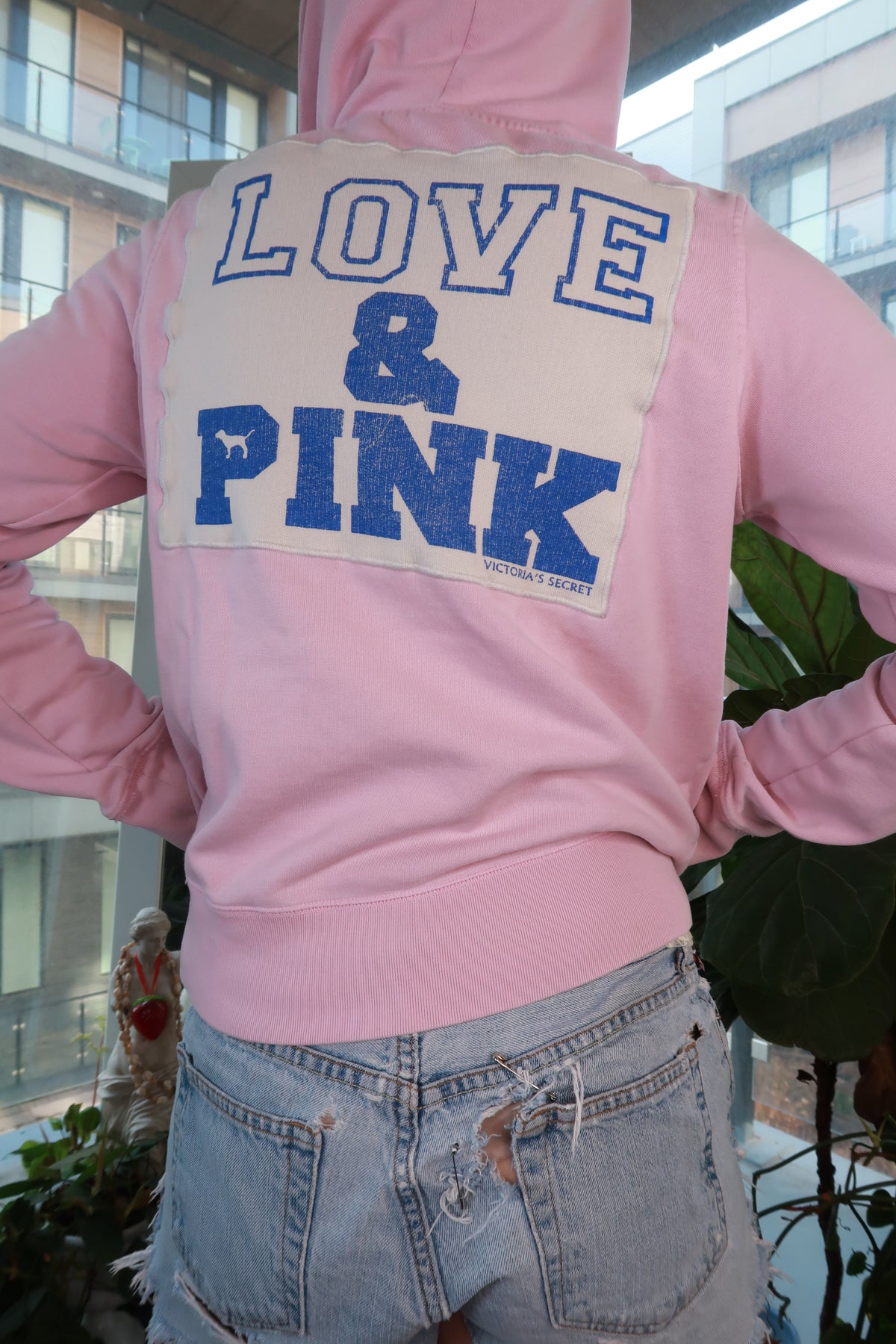 Vintage Victoria’s Secret PINK zip hoodie for women, lilac love and pink graphic sweatshirt, Elektra Vintage Y2K style.
