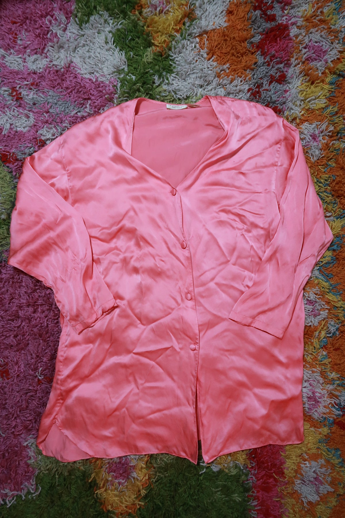 Vintage Gold Label Victoria's Secret Pink Silk Satin Nightshirt