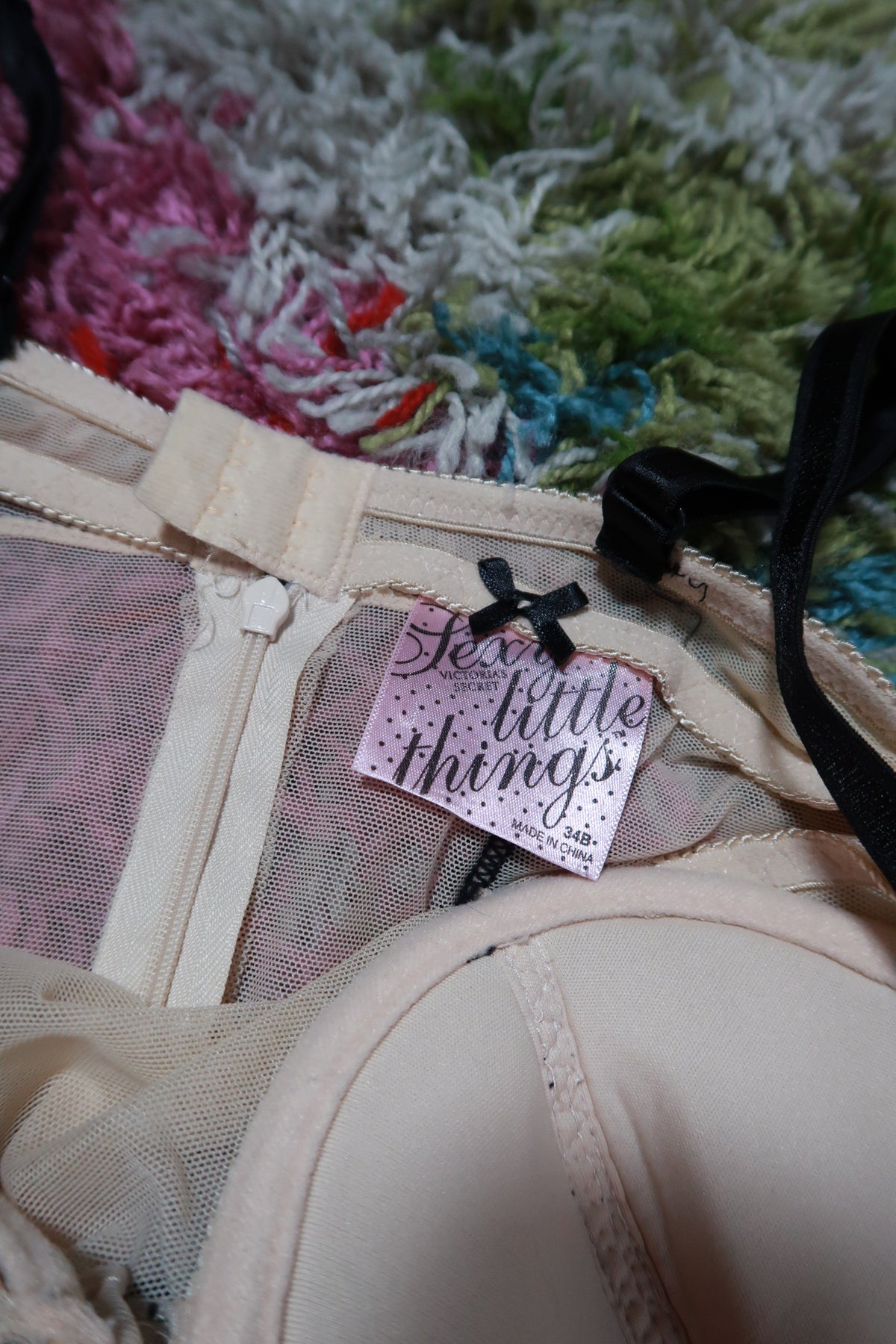 Vintage Y2K Victoria's Secret Black & Nude Mesh Bustier