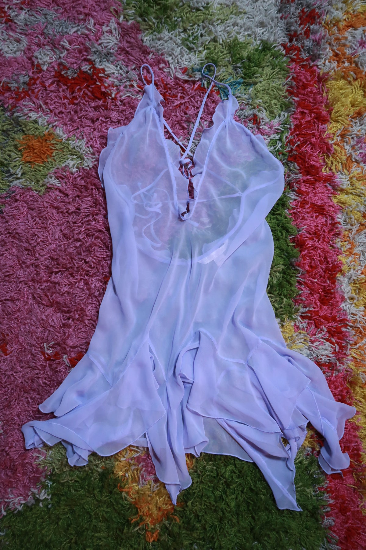 Vintage Y2K Victoria's Secret Lavender Sheer Ruffle Babydoll Dress