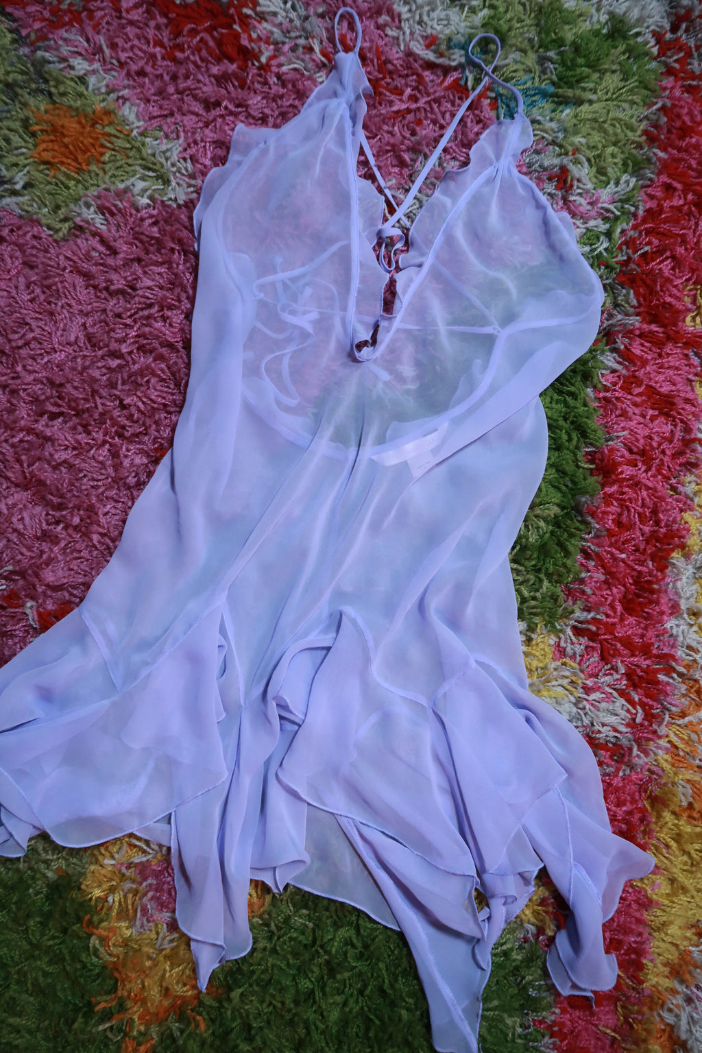 Vintage Y2K Victoria's Secret Lavender Sheer Ruffle Babydoll Dress
