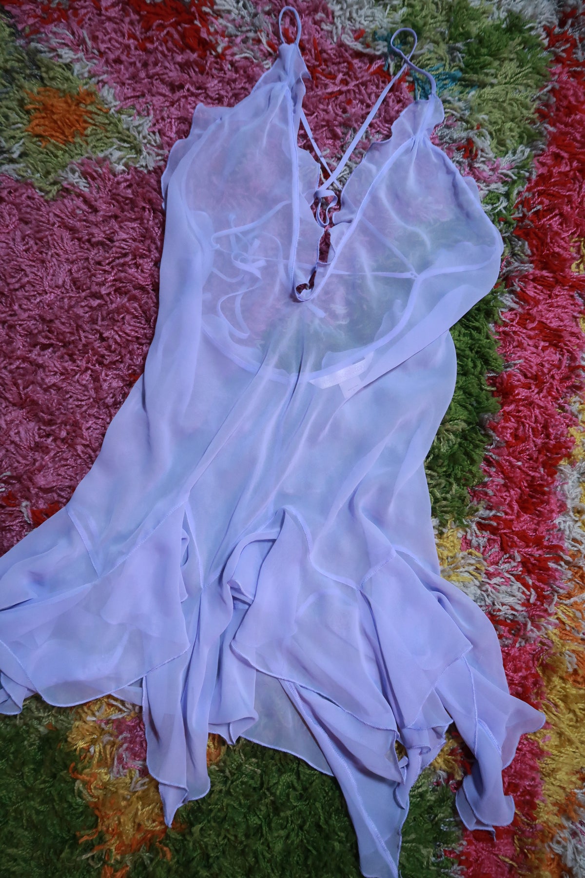 Vintage Y2K Victoria's Secret Lavender Sheer Ruffle Babydoll Dress