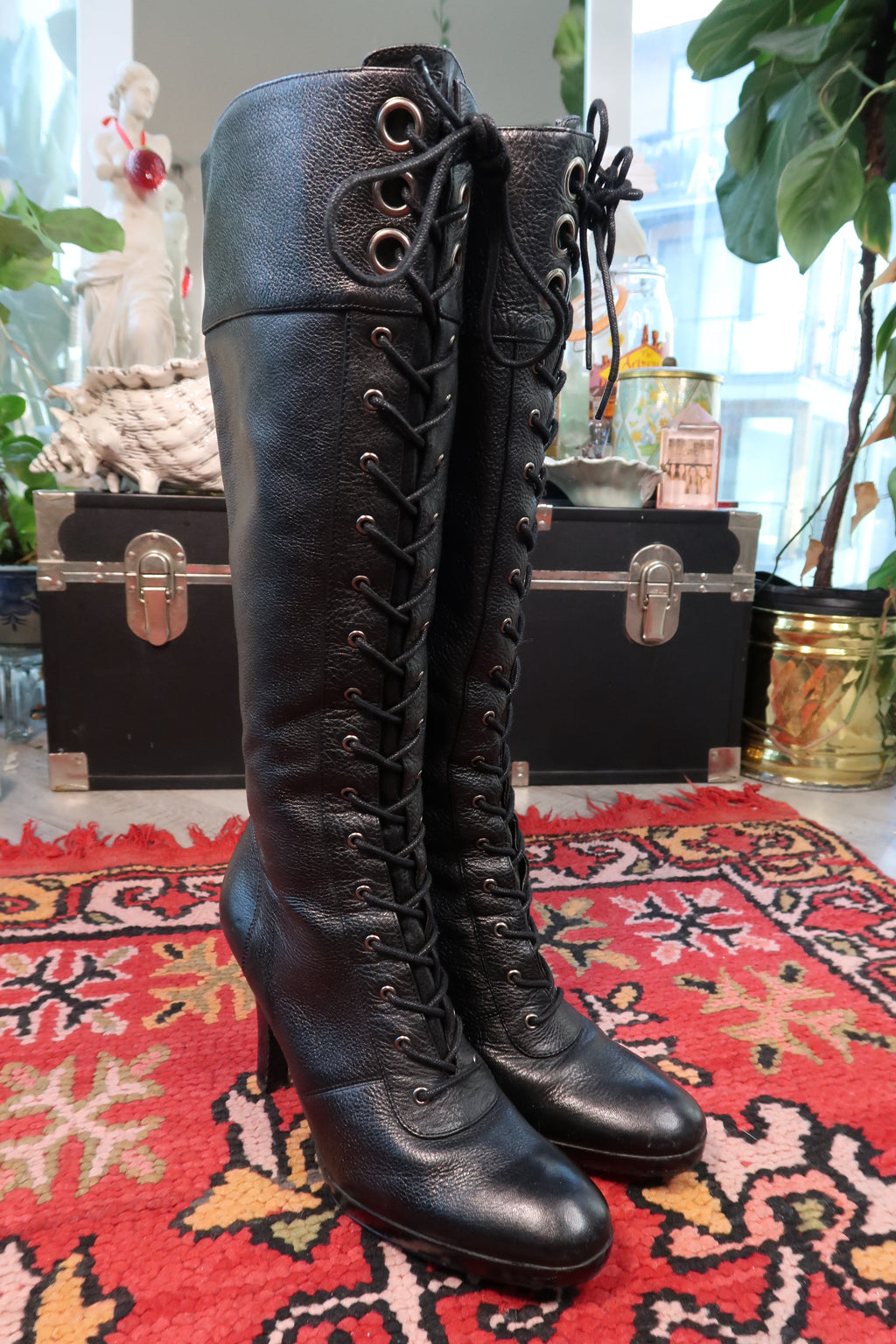 Vintage Nine West Lace-Up Leather Boots
