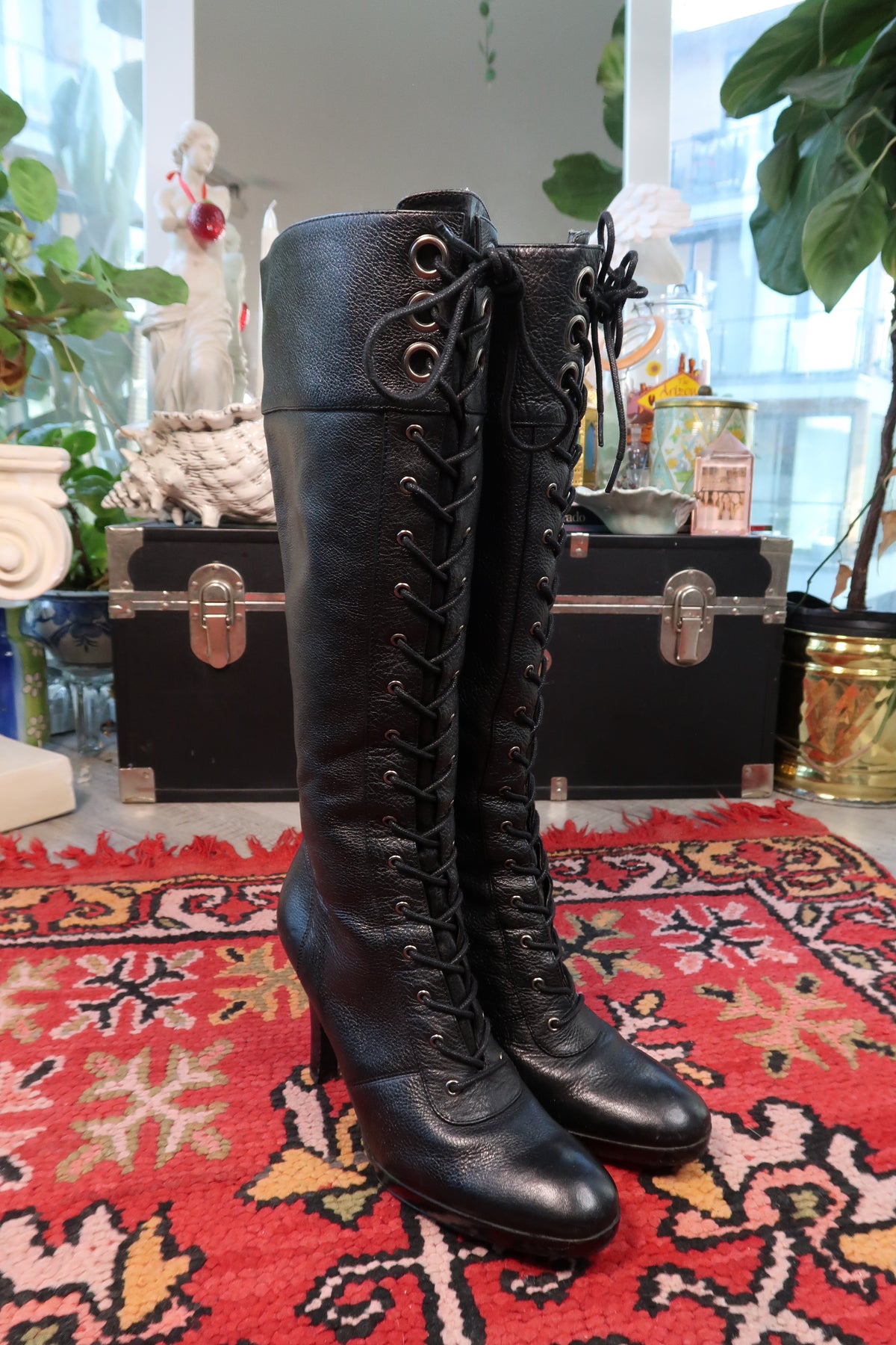 Vintage Nine West Lace-Up Leather Boots