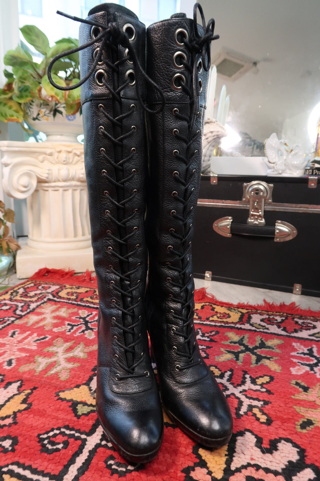 Vintage Nine West Lace-Up Leather Boots