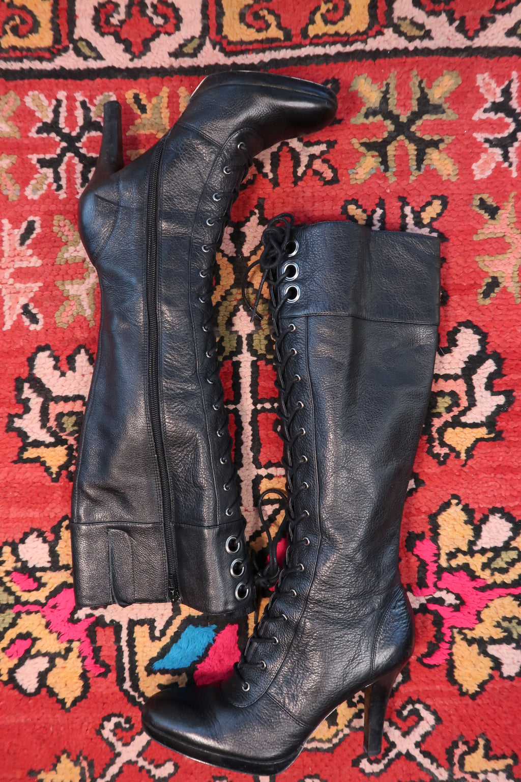Vintage Nine West Lace-Up Leather Boots