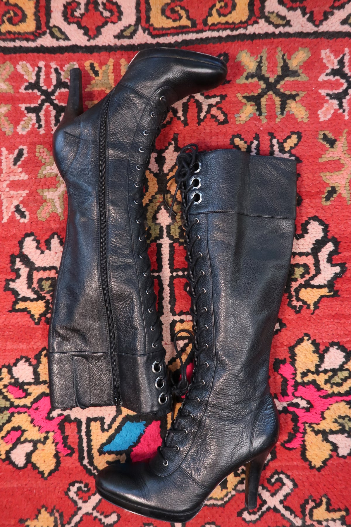 Vintage Nine West Lace-Up Leather Boots